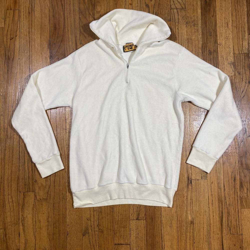 Vintage Quarter Zip Velour Sweater 50s 60s Butter Yellow Scovill Zipper M